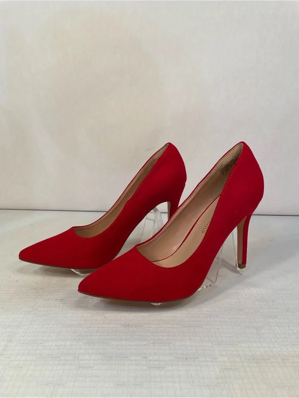 Red Suede Pointed-Toe High Heel Pumps - Women's Elegant Stilettos